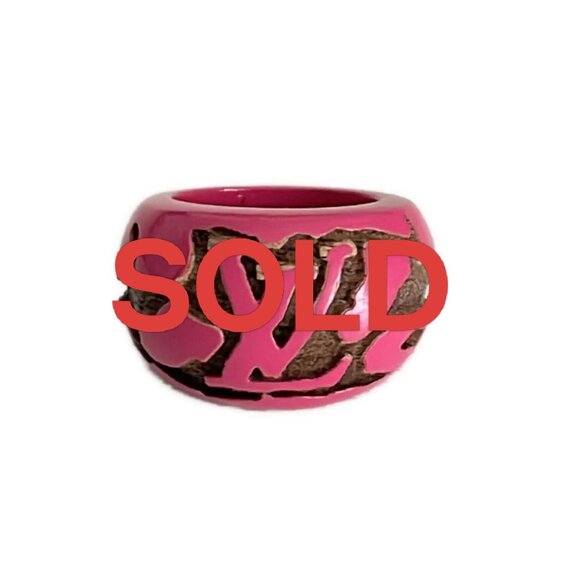 LOUIS VUITTON Berg Leo monogram ring - Pink Dark Brown...